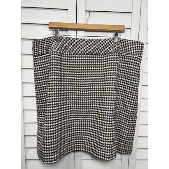 Talbots Houndstooth Wool Blend Lined Skirt Size 20W Gray, Beige, White & Black - Picture 1 of 8